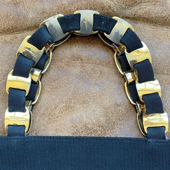 SALVATORE FERRAGAMO Leather Trim Layered Nylon Top Handle Bag. EUC! - Picture 9 of 13